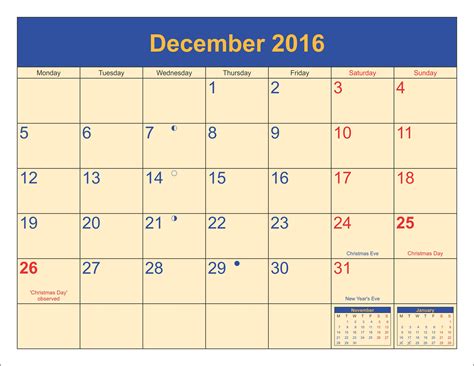 December 2016 Printable Calendar Printable Calendar Templates Gambaran