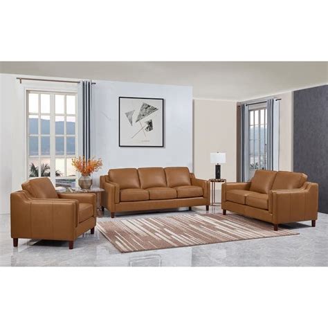 Hydeline Bella 3 Piece Top Grain Leather Sofa Loveseat And Chair Set