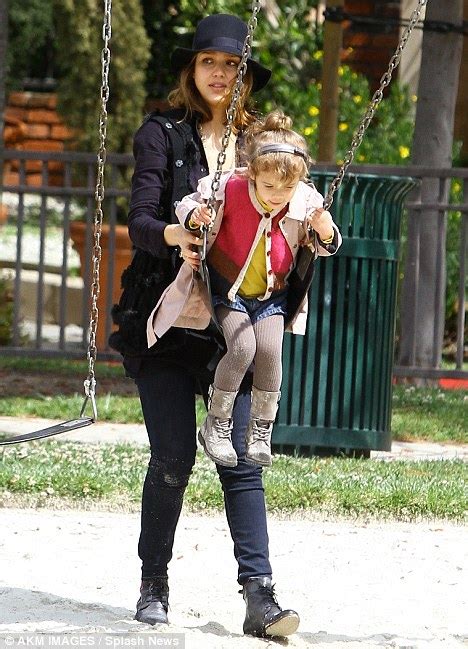 Jessica Alba And Daughter Honor Takes To The Swings In Matching Footwear Daily Mail Online