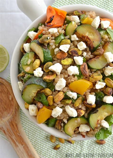 Summer Rice Salad With Grilled Veggies Feta