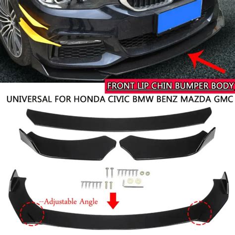 UNIVERSAL FRONT BUMPER Lip Body Kit Spoiler For Honda Civic BMW Benz Mazda Black