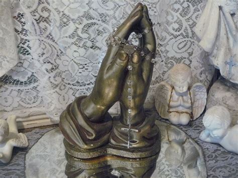 Beautiful Big Antique Vtg Ceramic Praying Hands Statue 6 Lbs Unique