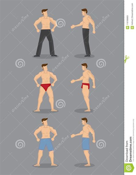 Hot Shirtless Beefcakes Vector Character Set Stock Vector Illustration Of Boxers Front
