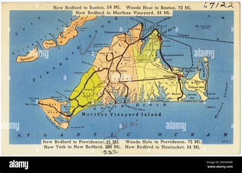 Martha S Vineyard Island Maps Tichnor Brothers Collection Postcards