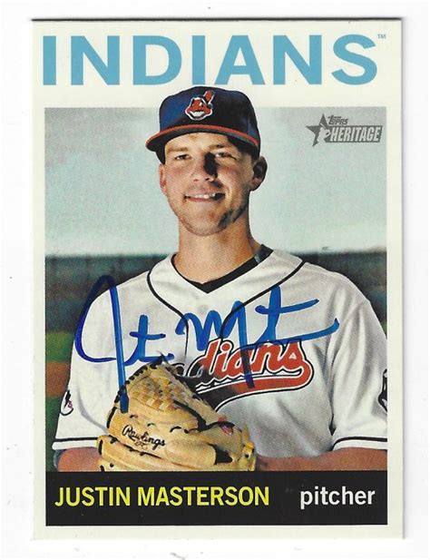 autographed justin masterson cleveland indians 2013 topps heritage card main line autographs
