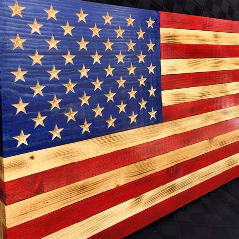 Traditional Rustic Wood American Flag