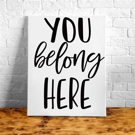 Motivational Sign You Belong Here Sign Hand Painted Canvas Etsy