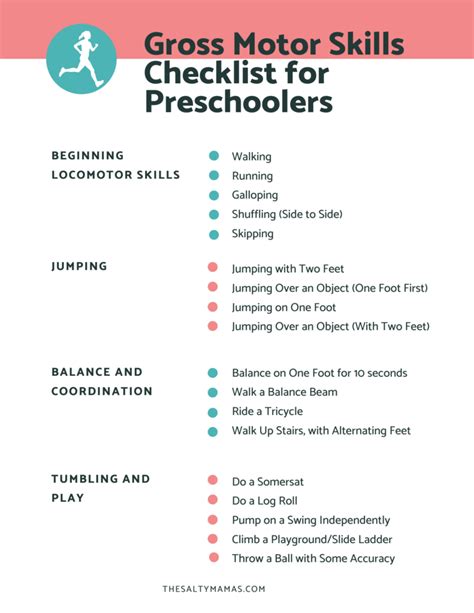 Gross Motor Checklist For Preschool