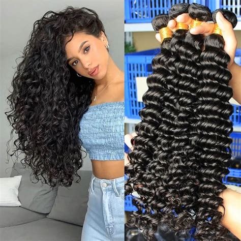 Brazilian Virgin Hair Deep Curly Double Weft Human Hair 3 Bundles
