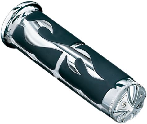 End rise is the measurement from the handlebar clamping area to the center of the end of the tubing in the hand grip location. Kuryakyn Chrome Flame Handlebar Grips 08-19 Harley ...