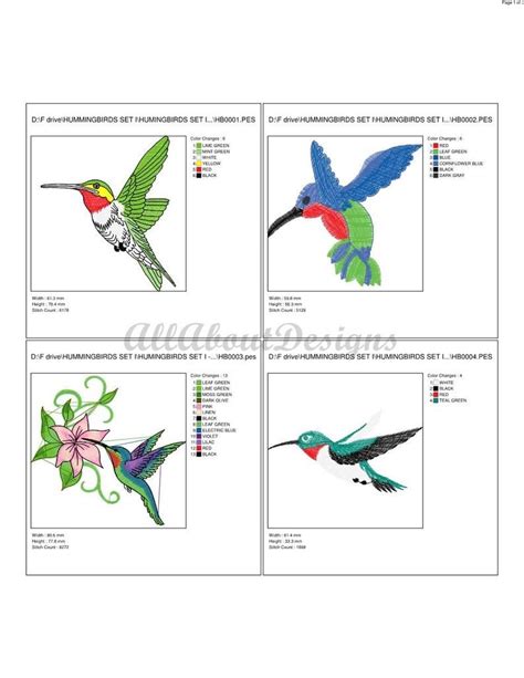 Colorful Hummingbirds Machine Embroidery Designs 10 Different Etsy