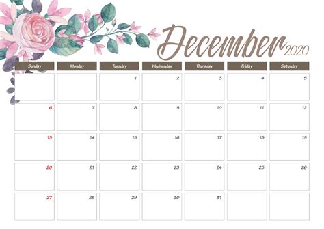 Cute December 2020 Calendar Printable Builderkraft