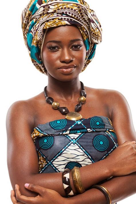 Beautiful African Fashion Model In Traditional Dress Stock Image