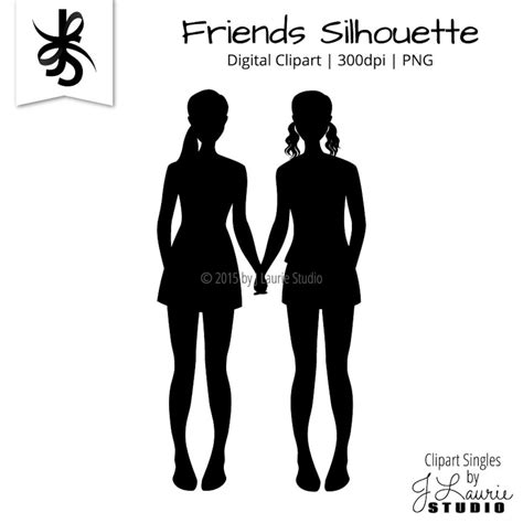 Digital Clipart Clipart Singles Friends Silhouette Girlfriends Best Friends Image Digital