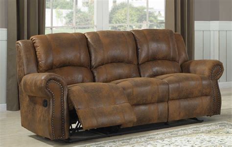 Homelegance Quinn Double Reclining Sofa Bomber Jacket Microfiber