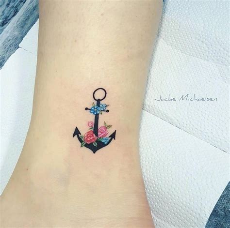 Cute Flower Wrist Tattoo Anchor Tattoo Ankle Small Anchor Tattoos