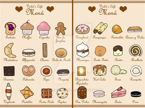 The word dessert originated from the french word desservir to clear the table and the negative of. cute menu - new version by VioletLunchell on DeviantArt