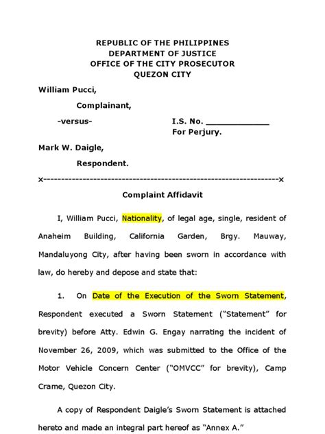 Perjury has been derived from the latin term'perjurium'. Complaint+affidavit+perjury.doc | Perjury | Jurisprudence