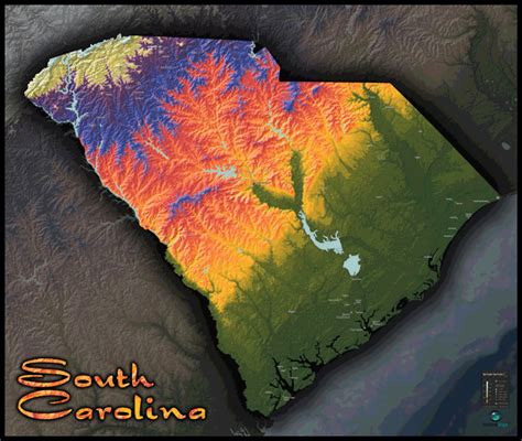South Carolina Topo Wall Map By Outlook Maps Mapsales