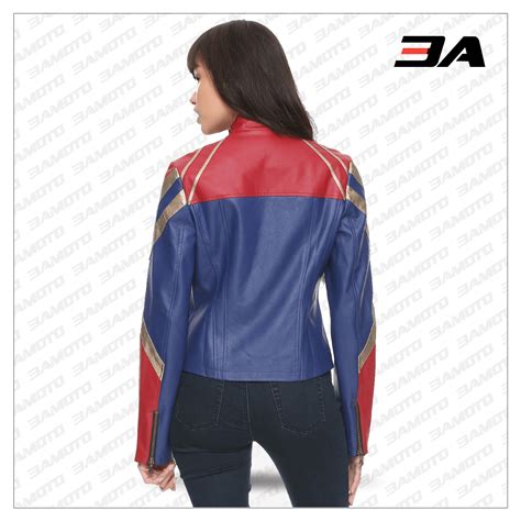 Brie Larson Captain Marvel Jacket Leather Costume 3a Moto Leather