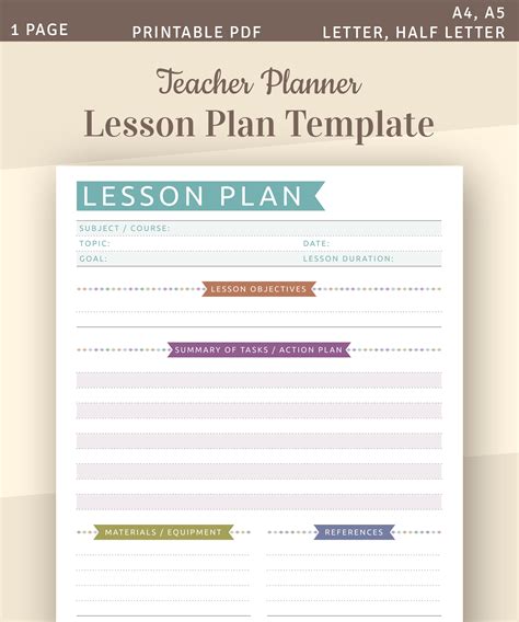 Teacher Lesson Plan Template Printable Lesson Planner Lesson Etsy