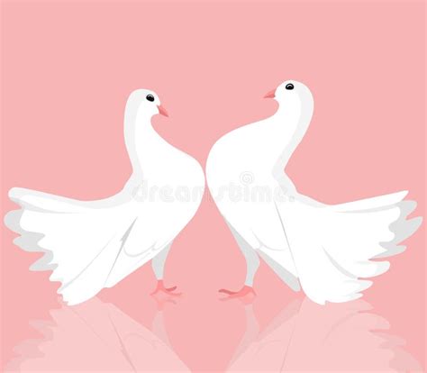 Pair Of Doves In Love Illustration Valentine Card Stock Vector