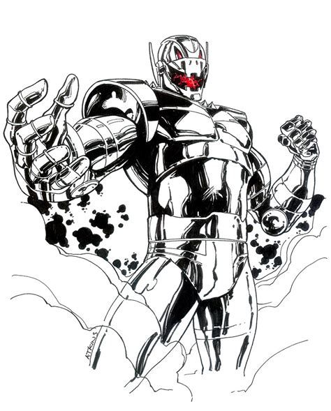 This coloring page features thor, captain america and hawkeye in action. Robert Atkins Art: Ultron...