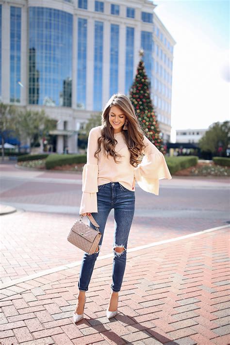 Southern Curls And Pearls Holiday Outfit With Glitter Pumps