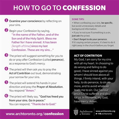 Start by praying to the holy spirit, asking for help in making a good examination to prepare for confession. How to go to Confession http://www.archtoronto.org ...