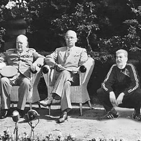 Winston Churchill Harry Truman And Joseph Stalin [1945] Not Colourised R Fakehistoryporn
