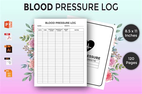 Blood Pressure Log Book Kdp Interior Graphic By Dasdesign · Creative