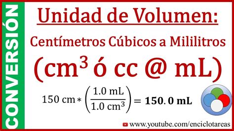 Convertir De Centimetros Cúbicos A Mililitros Cc A Ml Youtube