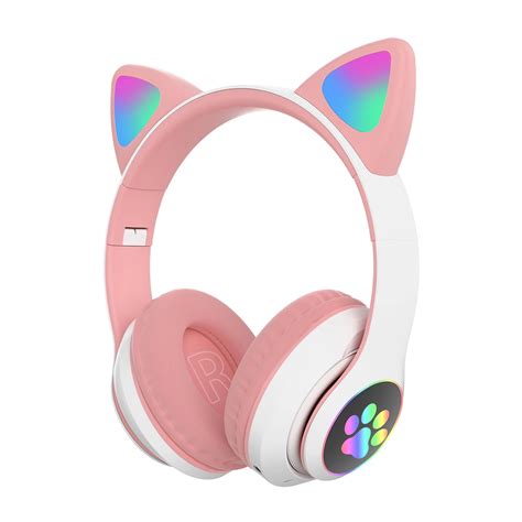 400mah Bluetooth 50 Cute Cat Ear Headphones Foldable Kitten Gaming