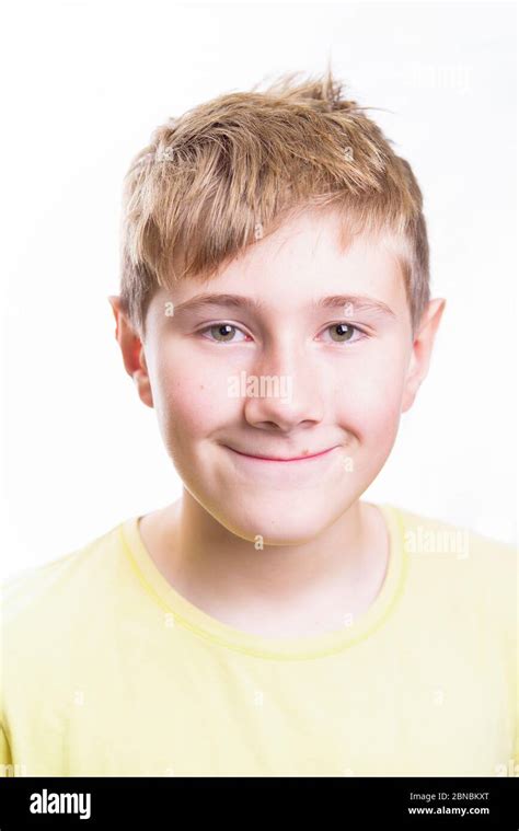 Emotional Portrait Of A 10 12 Years Boy Emotional Smiling Portrait