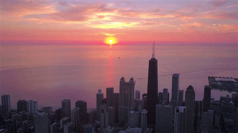Aerial Illinois Chicago July 2017 Sunrise 4k Stock Footage Sbv