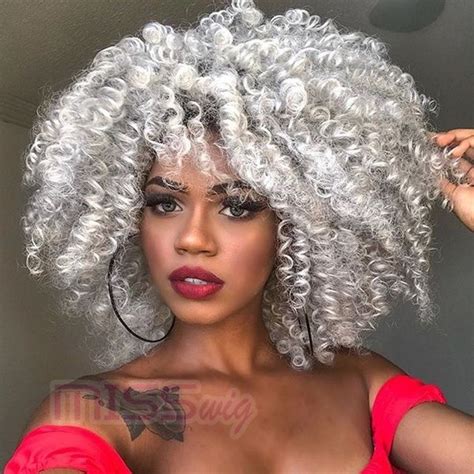 Wish White Short Side Fringe Fluffy Afro Curly Synthetic Wig For