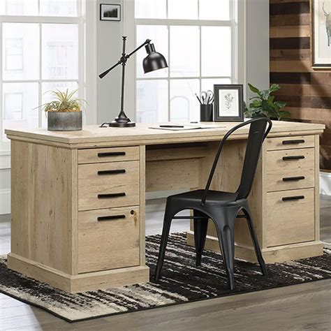 Sauder Aspen Post Executive Desk In Prime Oak Nfm Wood Office Desk