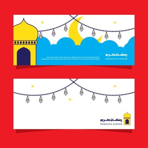 Ramadan Sale Horizontal Banner Design With Crescent Moon Lanterns On
