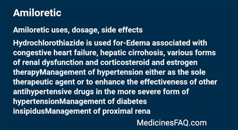 Amiloretic Uses Dosage Side Effects Faq Medicinesfaq