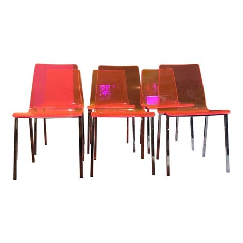 Cb2 Vapor Neon Acrylic Chairs Set Of 6 In 2020 Acrylic Chair Chair