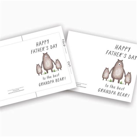 Printable Fathers Day Cards For Grandpa Grandpa Bear Etsy