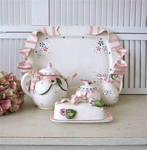 Vintage Tea Set Shabby Chic Cottage Chic Pink And By Shoponalark