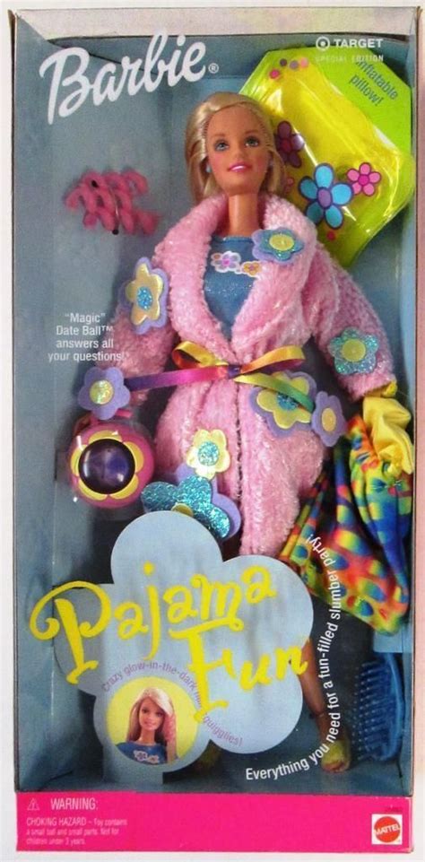 1999 pajama fun barbie doll target special edition magic date ball curly hair accessories