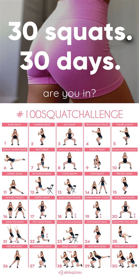 Explore Different Kinds Of Squat Variations With This Super Fun Glute Challenge And 30 Day Butt