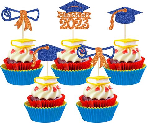 Gyufise 24pcs Class Of 2023 Graduation Cupcake Toppers
