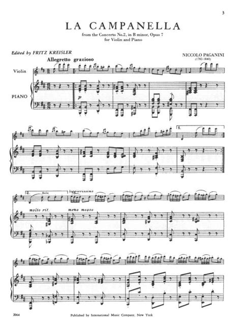 Paganini La Campanella Violin Sheet Music