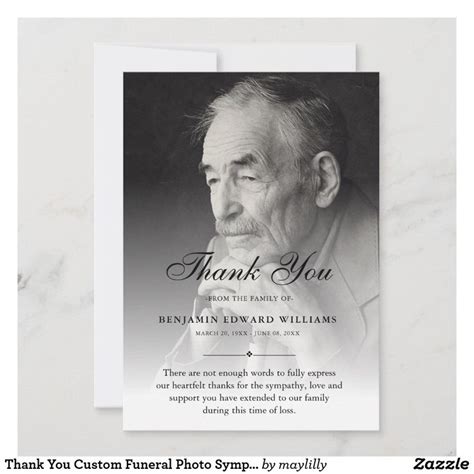 Thank You Custom Funeral Photo Sympathy Grief Zazzle Com Funeral