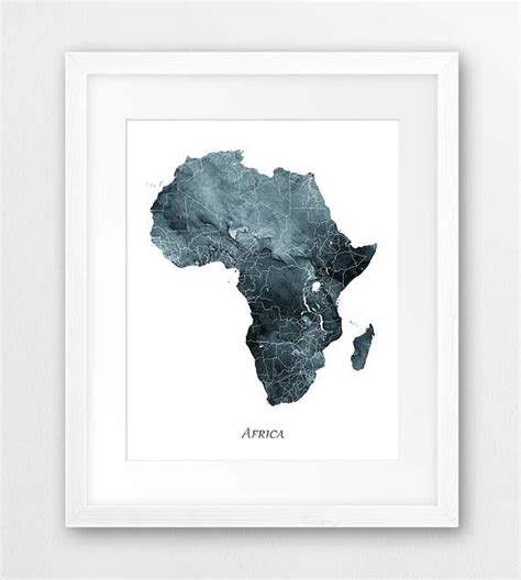 Africa Map Print Africa Decor Africa Wall Art Watercolor Etsy Uk