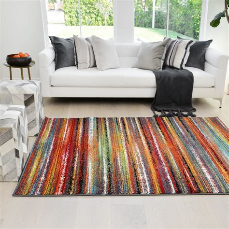 HR- Colorful Rainbow Area Rug 8x10 Modern Rug for Living Room Dcor 2020