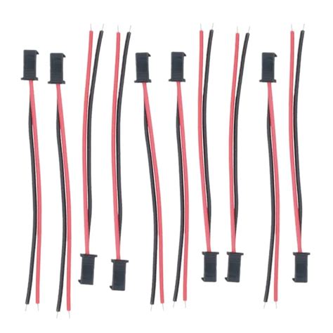 10pair 2 Pin Sm Female Male Connector Cable Plug With Wire 10cm 100mm